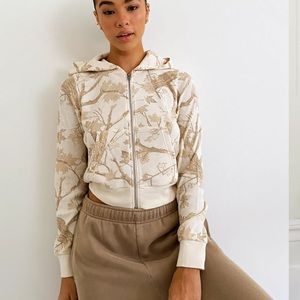 TNA Aritzia Thermal Zip Camo Print Hoodie